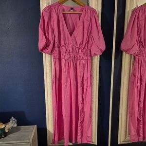 Old Navy Vibrant Pink Long Sleeve Dress